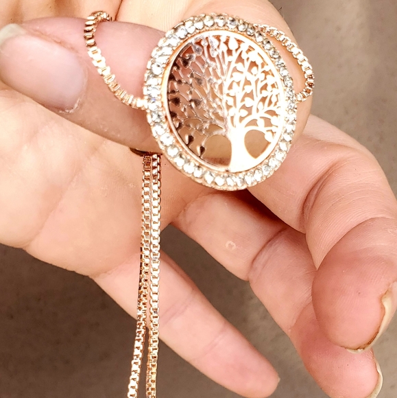 New Rhinestone Tree of Life Adjustable Rose Gold Bracelet. - Picture 6 of 10